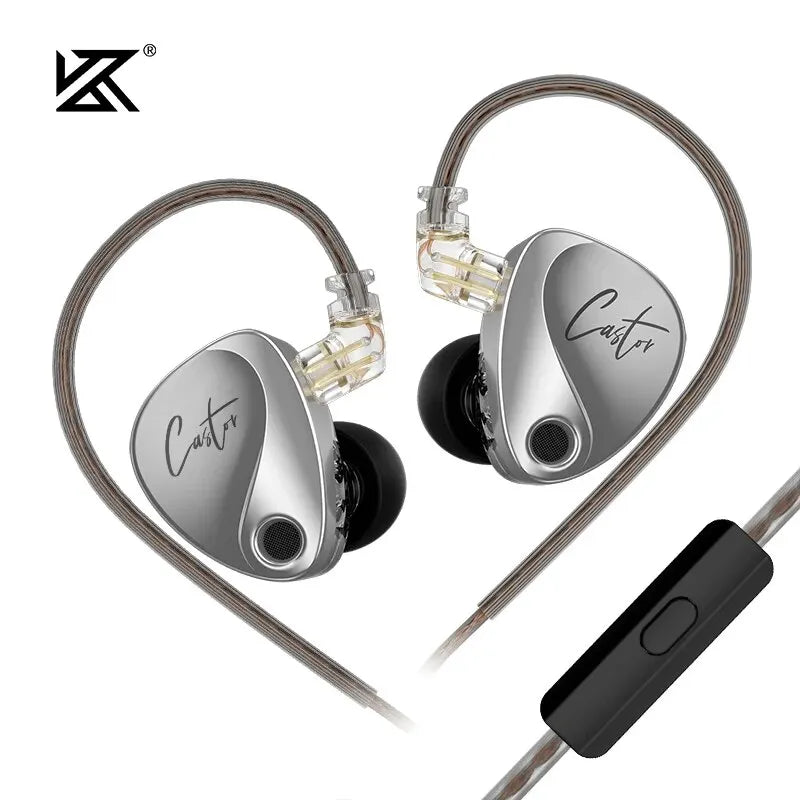 Fone de Ouvido KZ Castor In Ear HiFi 2DD Dinâmico de Alto Desempenho com Armadura Balanceada Ajustável – Fones de Monitoramento com Cancelamento de Ruído