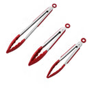 Pinças de Cozinha Vermelhas de 7/9/12 Polegadas – Silicone de Alta Qualidade, Livre de BPA, Antiaderente, Aço Inoxidável – Pinça para Churrasco, Grelha, Cozinha e Trava de Alimentos