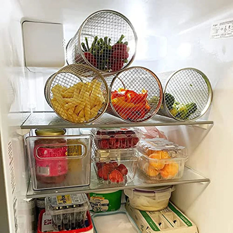 Grelha para Churrasco, Gaiolas de Churrasco, Utensílios de Cozinha para Camping e Piquenique, Grelha Redonda para Churrasqueira ao Ar Livre, Grelha para Fogueira, Cesta Giratória para Grelhar