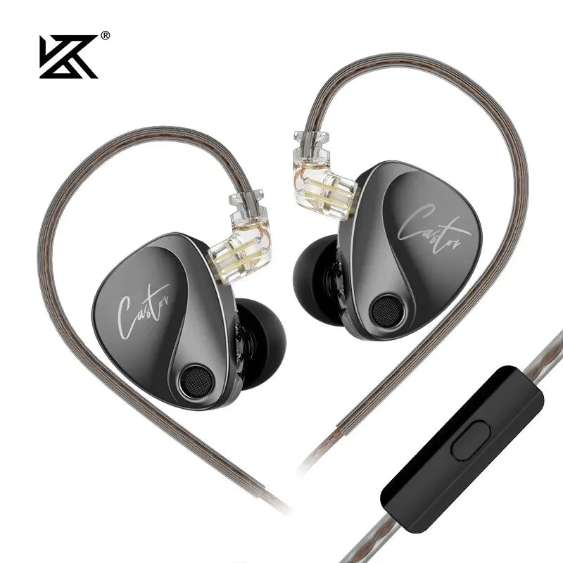 Fone de Ouvido KZ Castor In Ear HiFi 2DD Dinâmico de Alto Desempenho com Armadura Balanceada Ajustável – Fones de Monitoramento com Cancelamento de Ruído