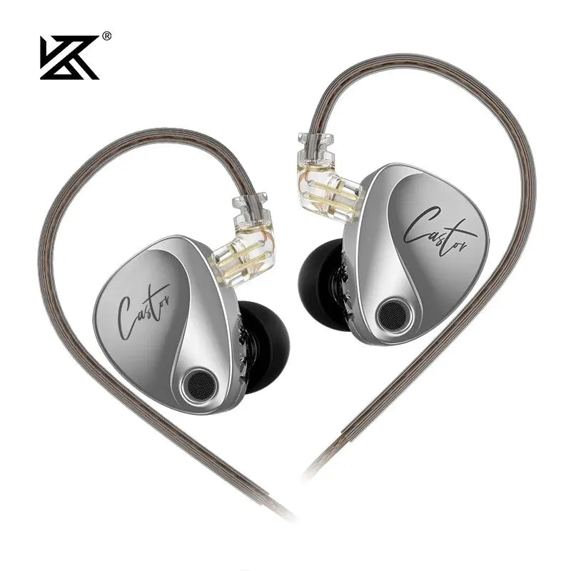 Fone de Ouvido KZ Castor In Ear HiFi 2DD Dinâmico de Alto Desempenho com Armadura Balanceada Ajustável – Fones de Monitoramento com Cancelamento de Ruído