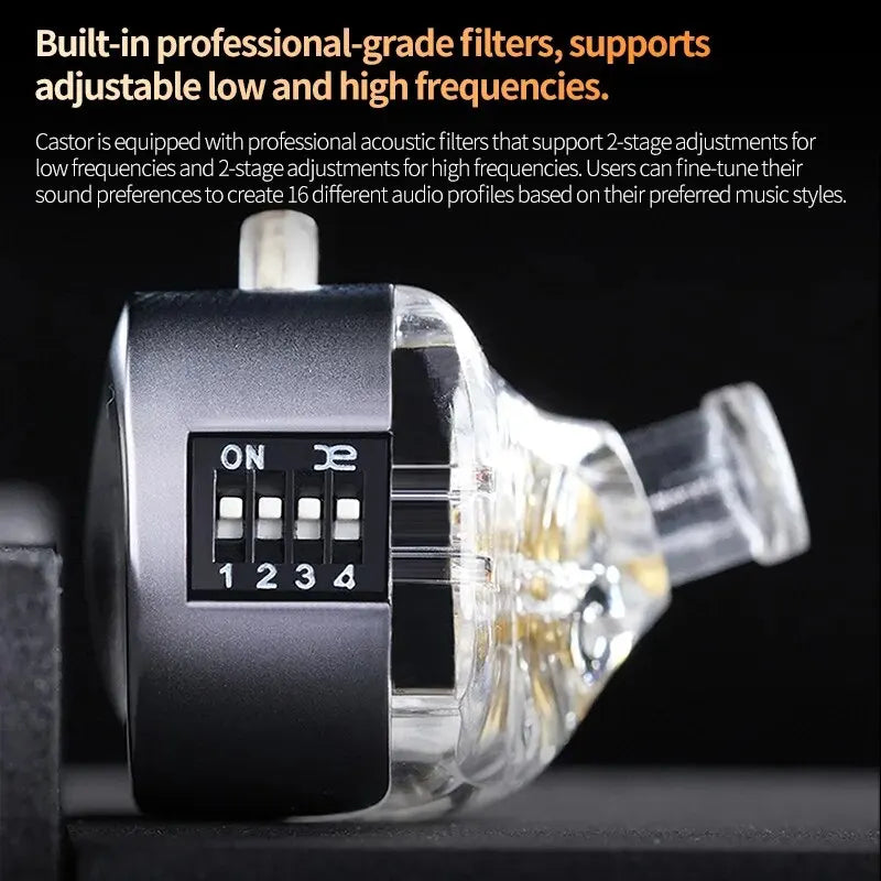 Fone de Ouvido KZ Castor In Ear HiFi 2DD Dinâmico de Alto Desempenho com Armadura Balanceada Ajustável – Fones de Monitoramento com Cancelamento de Ruído