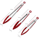 Pinças de Cozinha Vermelhas de 7/9/12 Polegadas – Silicone de Alta Qualidade, Livre de BPA, Antiaderente, Aço Inoxidável – Pinça para Churrasco, Grelha, Cozinha e Trava de Alimentos