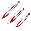 Pinças de Cozinha Vermelhas de 7/9/12 Polegadas – Silicone de Alta Qualidade, Livre de BPA, Antiaderente, Aço Inoxidável – Pinça para Churrasco, Grelha, Cozinha e Trava de Alimentos